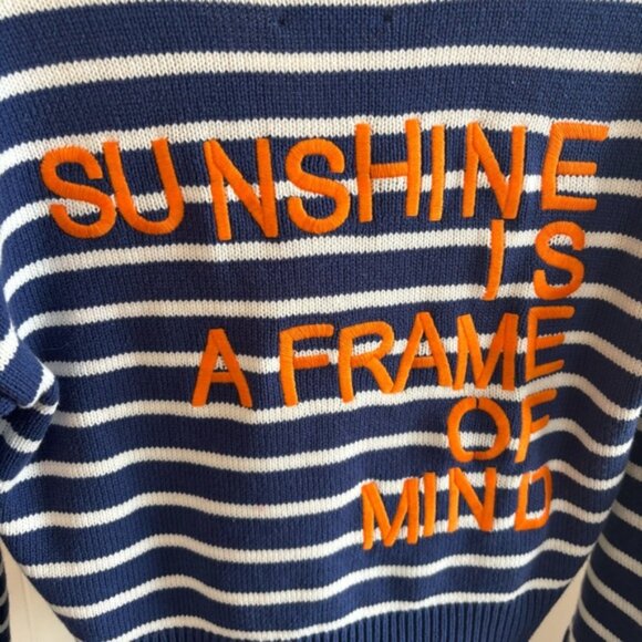 XOKR Kerri Rosenthal Sweater Women’s S Striped V Neck Embroidered Graphic NWT - Picture 4 of 9